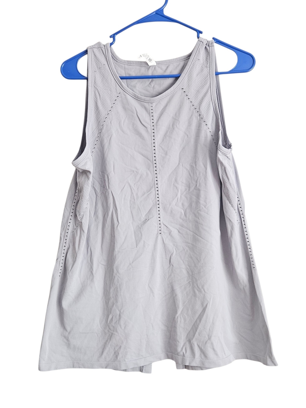 Athleta Light Gray Eyelet-Detail Tank Size L